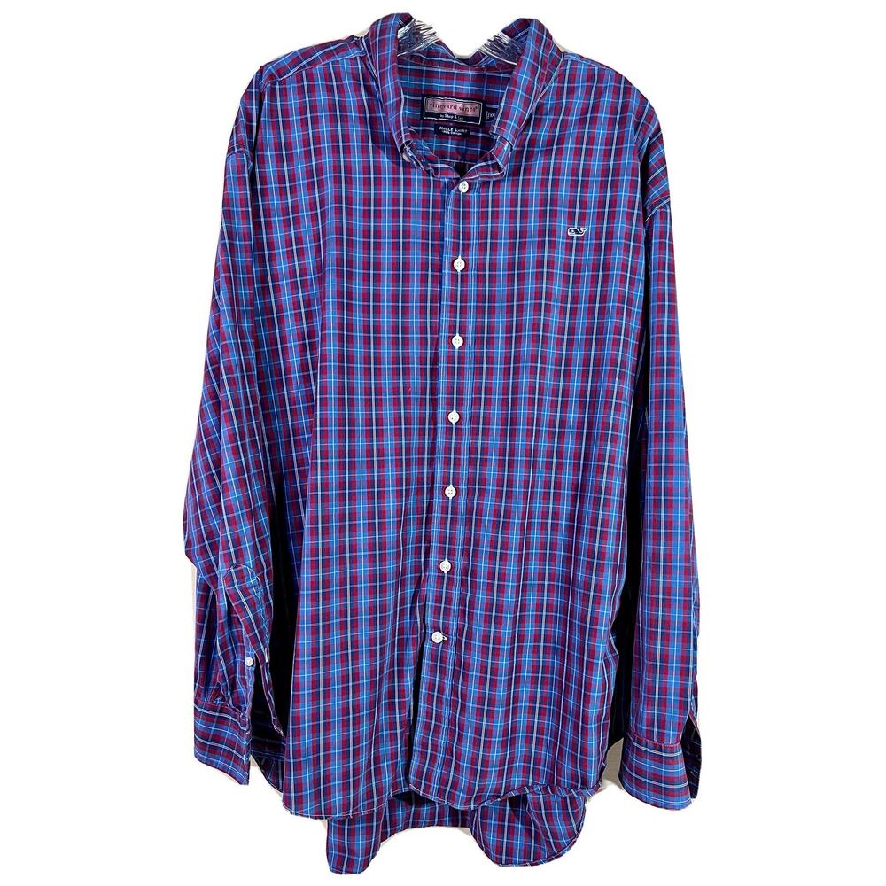 Vineyard Vines Whale Shirt Men's Size XXL Button Down Cotton Plaid Casual LS
